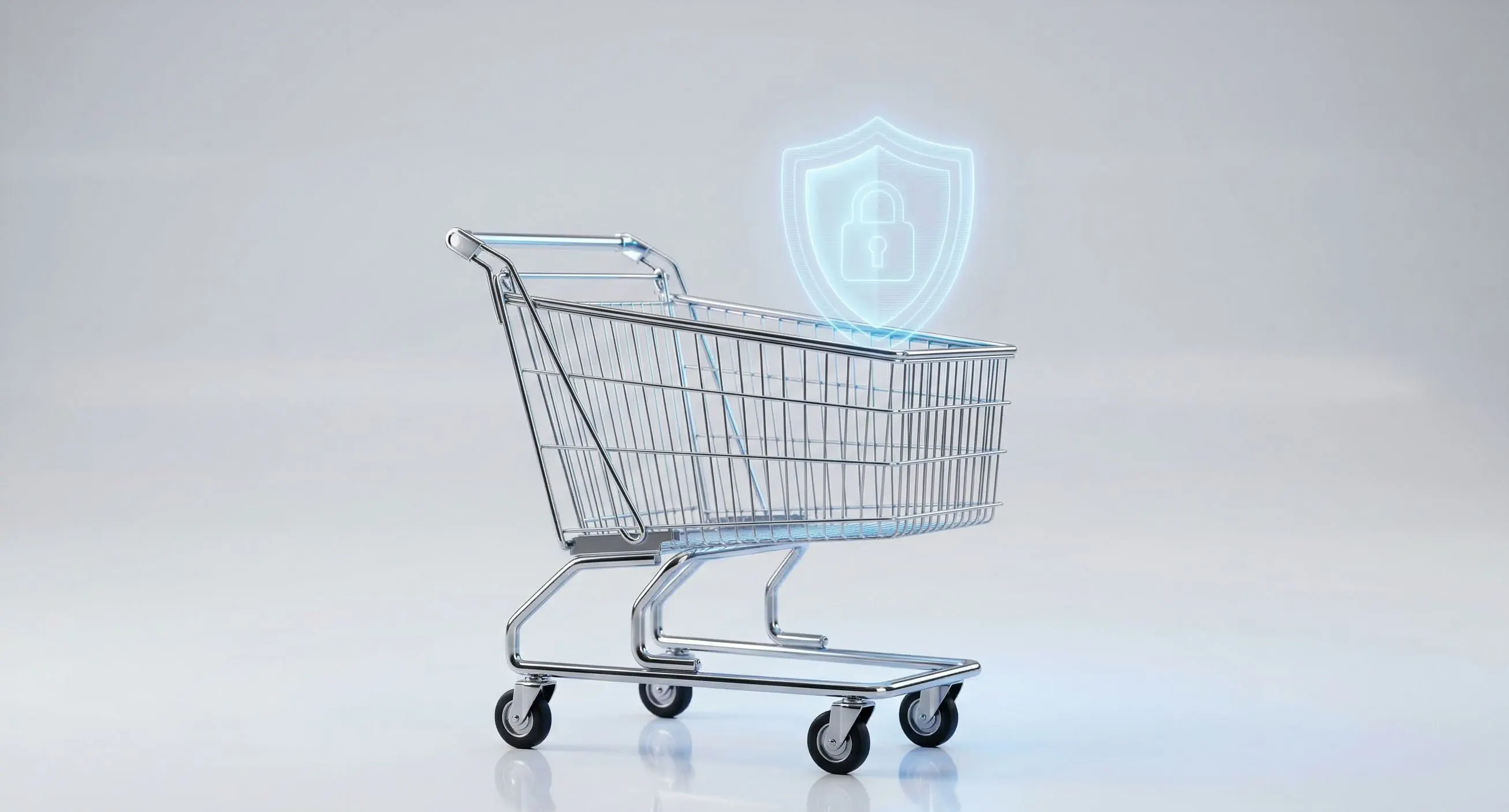 Shopping cart with digital security shield