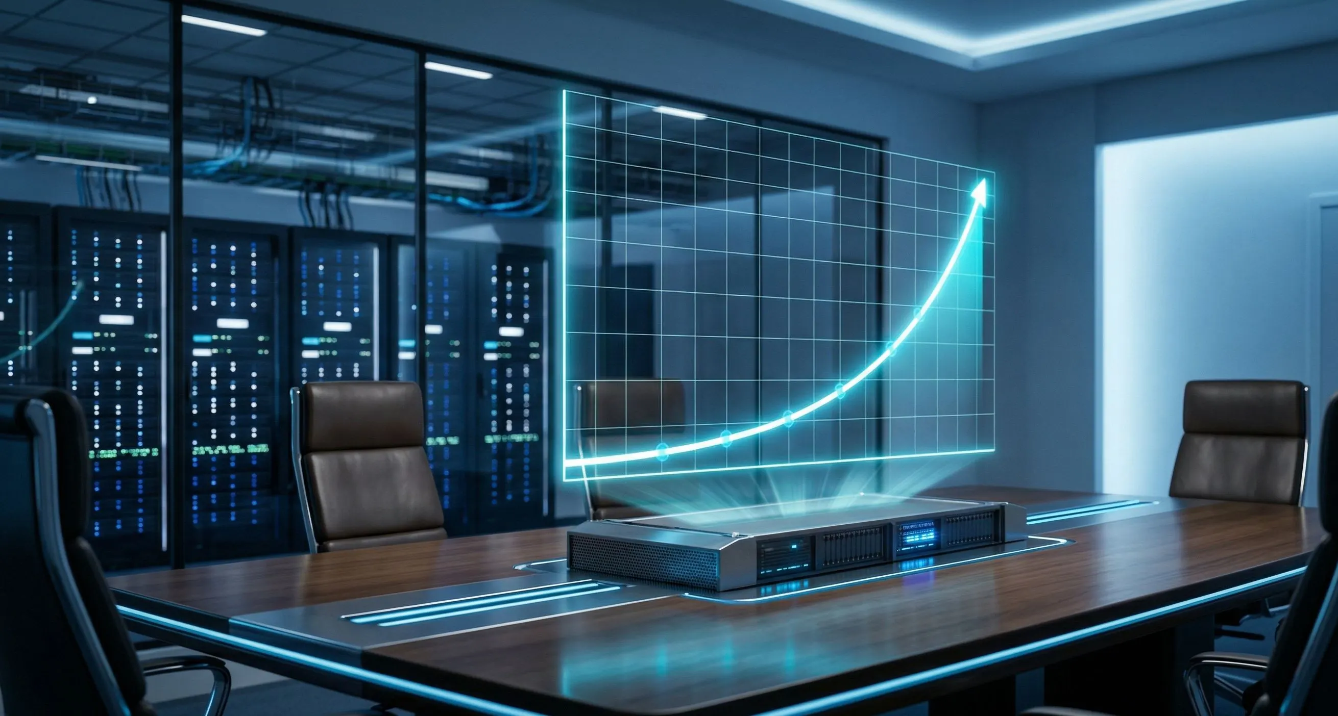 Holographic graph of exponential growth on corporate table