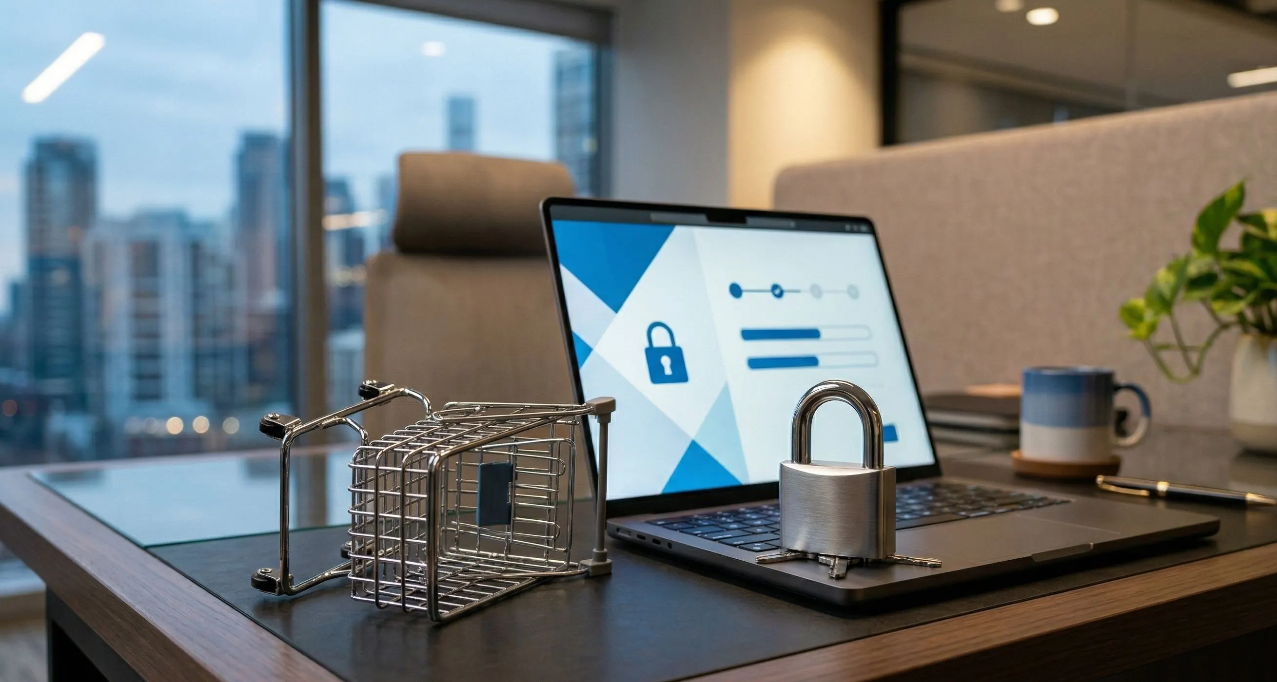 Metal padlock on keyboard symbolizing SSL security